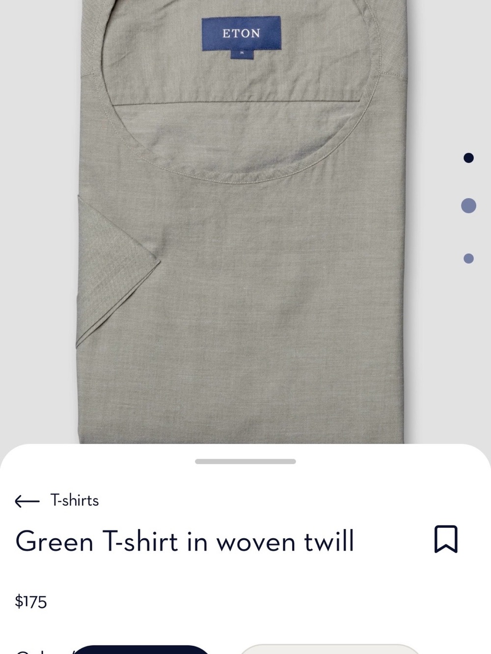 Eton Green Woven Twill T-Shirt